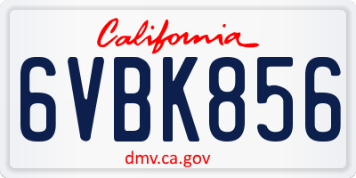 CA license plate 6VBK856