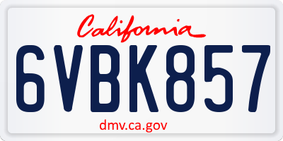 CA license plate 6VBK857