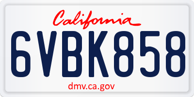 CA license plate 6VBK858