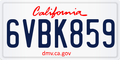 CA license plate 6VBK859