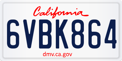CA license plate 6VBK864