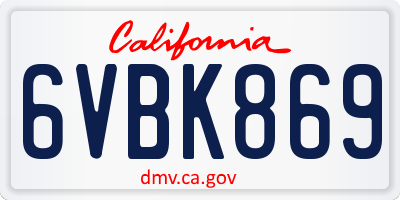 CA license plate 6VBK869