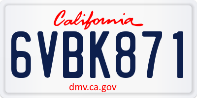 CA license plate 6VBK871