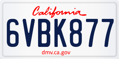 CA license plate 6VBK877