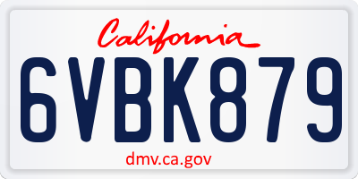 CA license plate 6VBK879