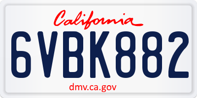 CA license plate 6VBK882
