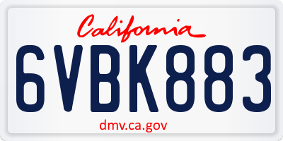CA license plate 6VBK883