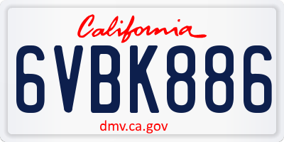 CA license plate 6VBK886