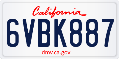 CA license plate 6VBK887
