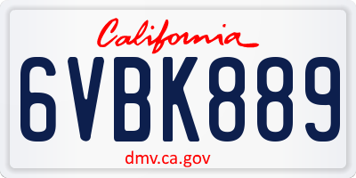 CA license plate 6VBK889