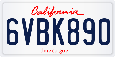 CA license plate 6VBK890
