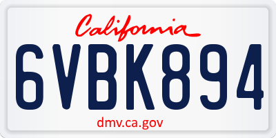 CA license plate 6VBK894