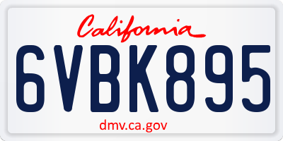 CA license plate 6VBK895