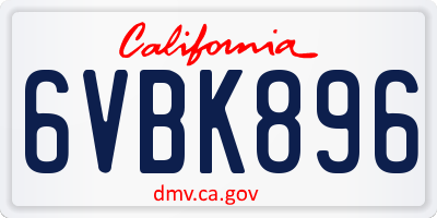 CA license plate 6VBK896