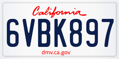 CA license plate 6VBK897