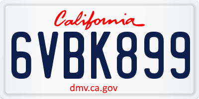 CA license plate 6VBK899