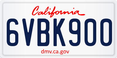 CA license plate 6VBK900
