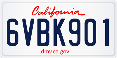 CA license plate 6VBK901