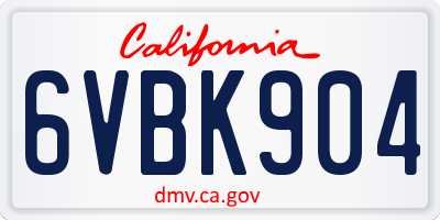 CA license plate 6VBK904