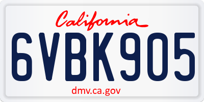 CA license plate 6VBK905