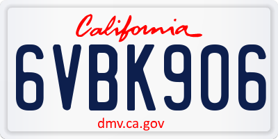 CA license plate 6VBK906