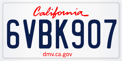 CA license plate 6VBK907