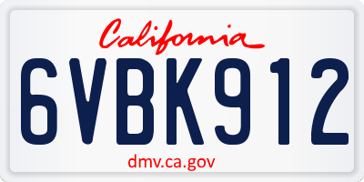 CA license plate 6VBK912
