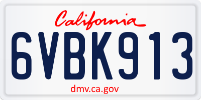 CA license plate 6VBK913