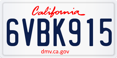 CA license plate 6VBK915