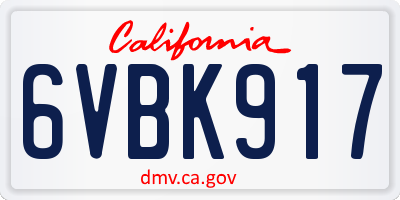 CA license plate 6VBK917