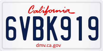 CA license plate 6VBK919