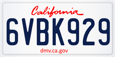 CA license plate 6VBK929