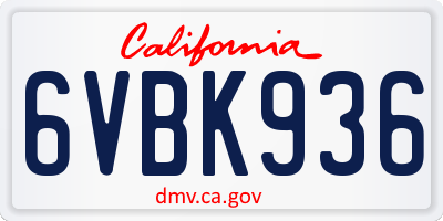 CA license plate 6VBK936
