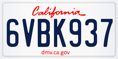 CA license plate 6VBK937