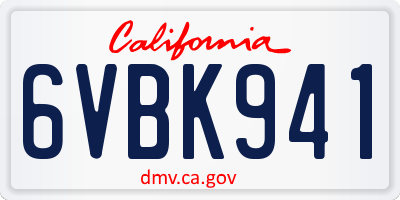 CA license plate 6VBK941