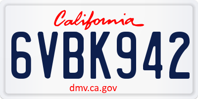 CA license plate 6VBK942