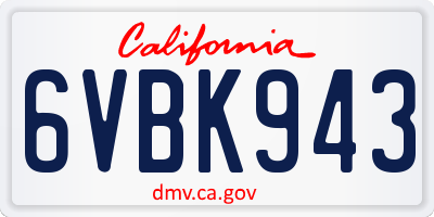 CA license plate 6VBK943