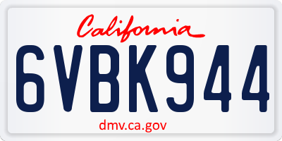 CA license plate 6VBK944