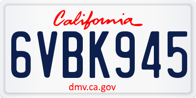 CA license plate 6VBK945