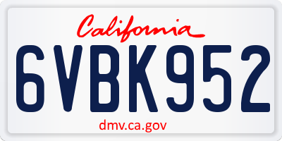 CA license plate 6VBK952