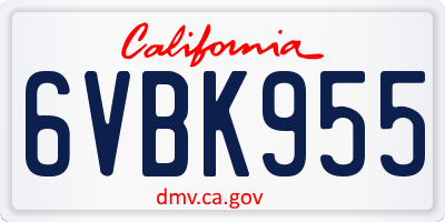 CA license plate 6VBK955