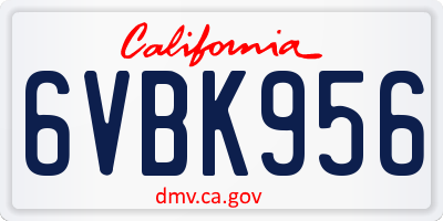 CA license plate 6VBK956