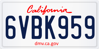 CA license plate 6VBK959