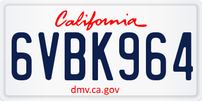CA license plate 6VBK964