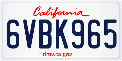 CA license plate 6VBK965