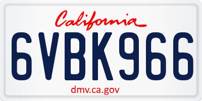 CA license plate 6VBK966