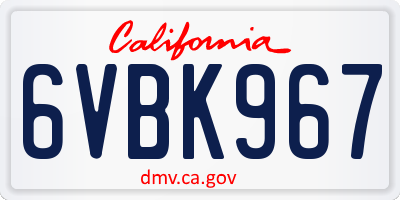 CA license plate 6VBK967