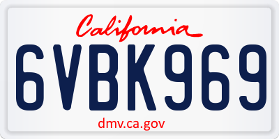 CA license plate 6VBK969