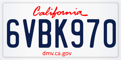 CA license plate 6VBK970