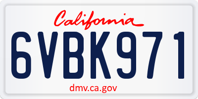 CA license plate 6VBK971